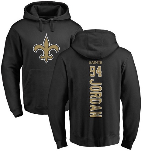 Men New Orleans Saints Black Cameron Jordan Backer NFL Football #94 Pullover Hoodie Sweatshirts->nfl t-shirts->Sports Accessory